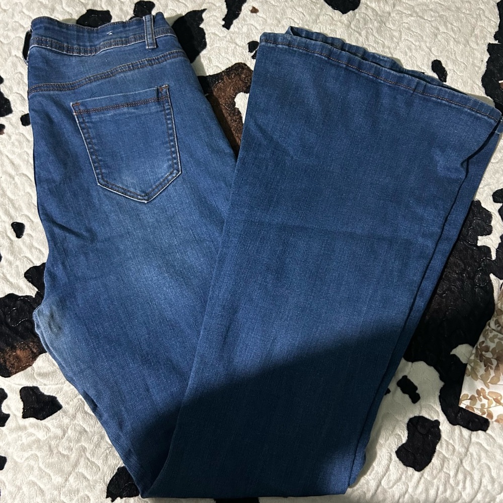 Blue Boot Cut Jeans with Classic Denim Texture